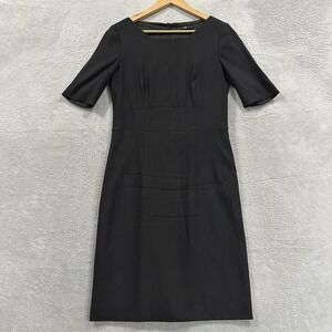 Hugo Boss Midi Dress Women 6 Black Short Sleeve Formal Classy